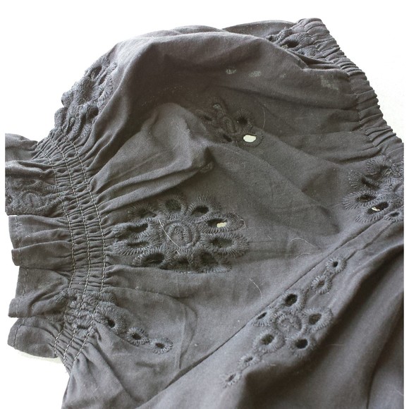 Aqua Black Eyelet Tiered Peasant Cover-up Dress Swim NEW Puff sleeve Medium - Picture 6 of 8